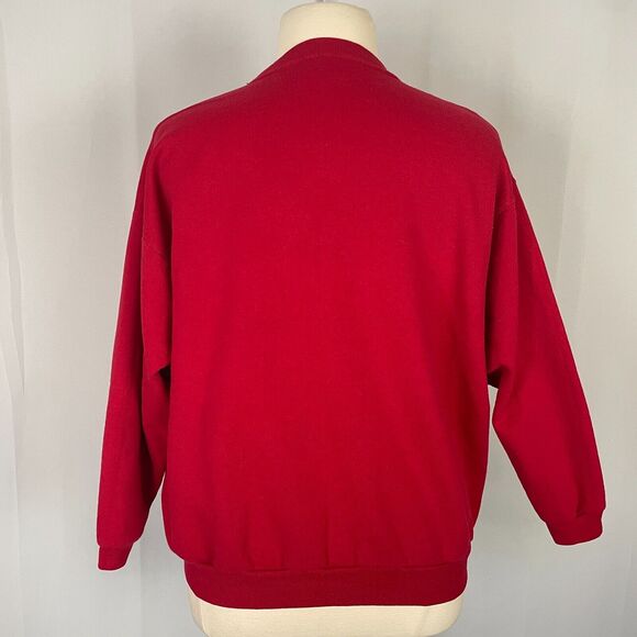 Crewneck Sweatshirt Womens Plus Size 18W 20W Red Graphic Grandma Cottage Garden - Picture 7 of 13